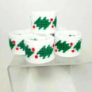 Set of 6  Needlepoint Holiday Napkin Rings